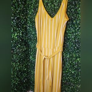 Yellow Striped Sleeveless Jumpsuit
